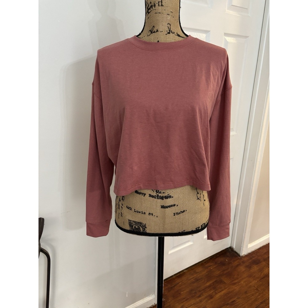 womens long sleeve tops Rose Color Cropped